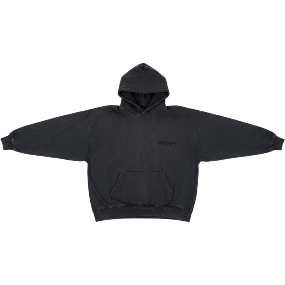 Fear of God FOG Essentials Washed Black Pullover Hoodie M Hypebeast Good